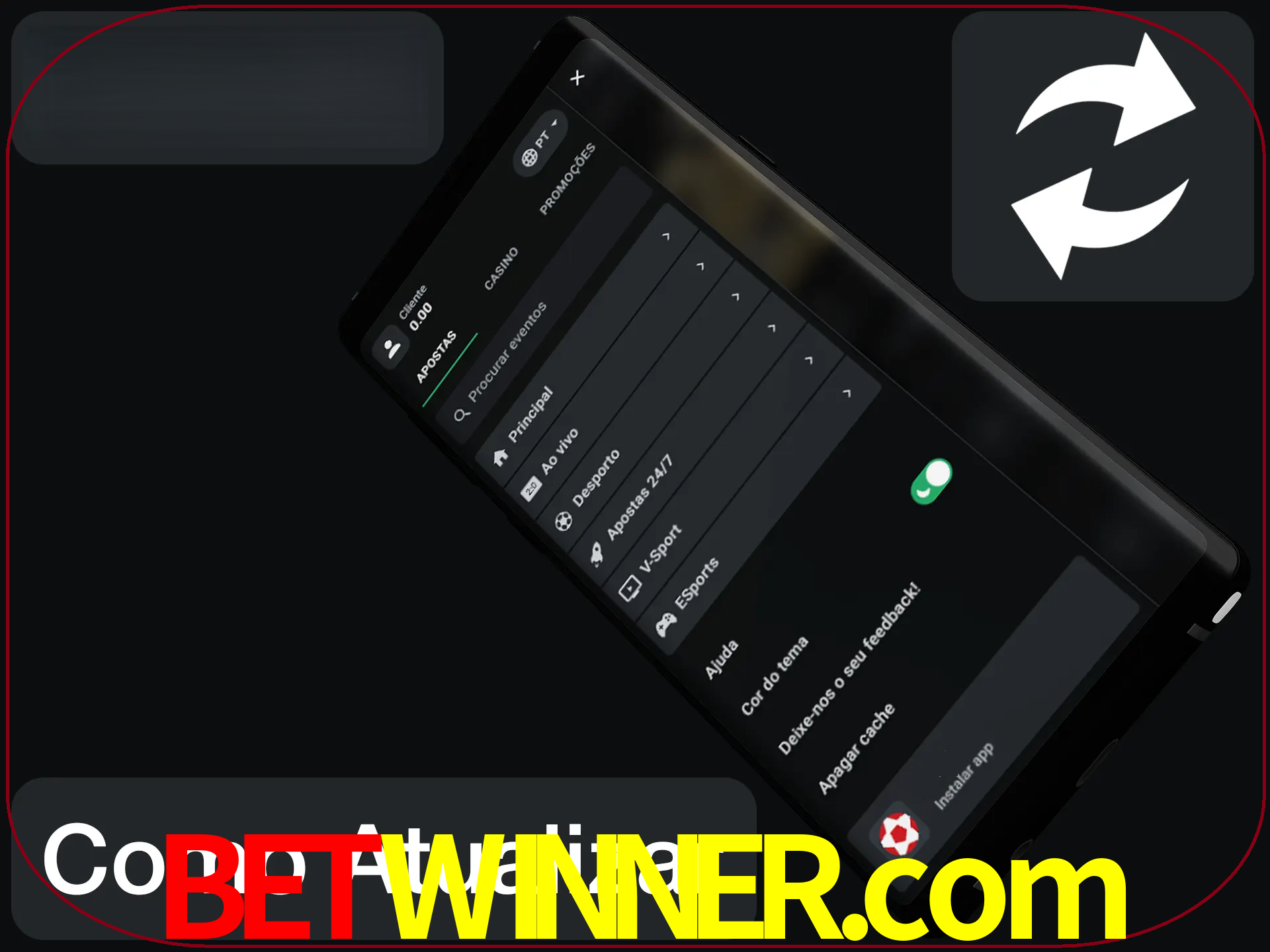 O aplicativo é atualizado automaticamente quando você faz o login.