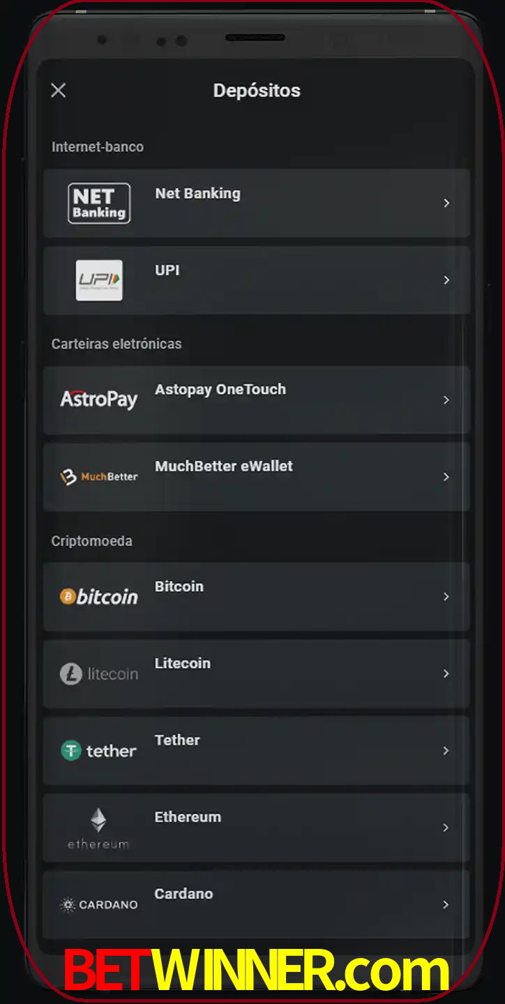 Você pode usar métodos alternativos de depósito.